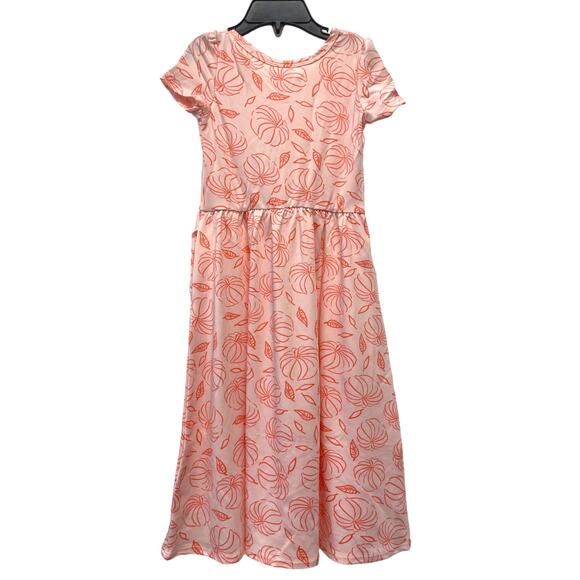 Dot Dot Smile NWT Girls 2T Pink Pumpkin Leaves Fall Print Cap Sleeve Maxi Dress - Picture 4 of 4